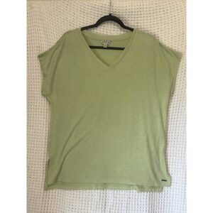 Orvis Womens Classic Collection Green‎ V Neck Knit Tee T Shirt Top